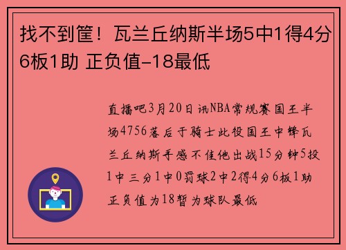 找不到筐！瓦兰丘纳斯半场5中1得4分6板1助 正负值-18最低